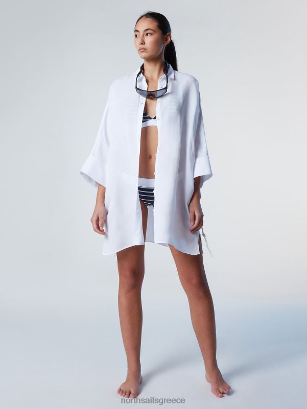 γρ North Sails γυναίκες φόρεμα πουκάμισο κιμονό άσπρο NZP8585 είδη ένδυσης