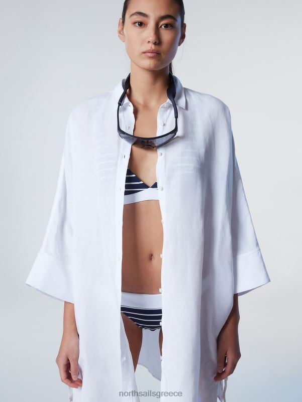 γρ North Sails γυναίκες φόρεμα πουκάμισο κιμονό άσπρο NZP8585 είδη ένδυσης