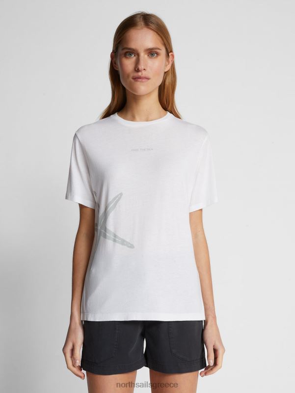 γρ North Sails γυναίκες δωρεάν το μπλουζάκι της θάλασσας άσπρο NZP81467 είδη ένδυσης