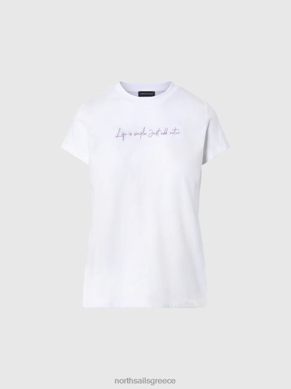 γρ North Sails γυναίκες μπλουζάκι με κέντημα άσπρο NZP8557 είδη ένδυσης