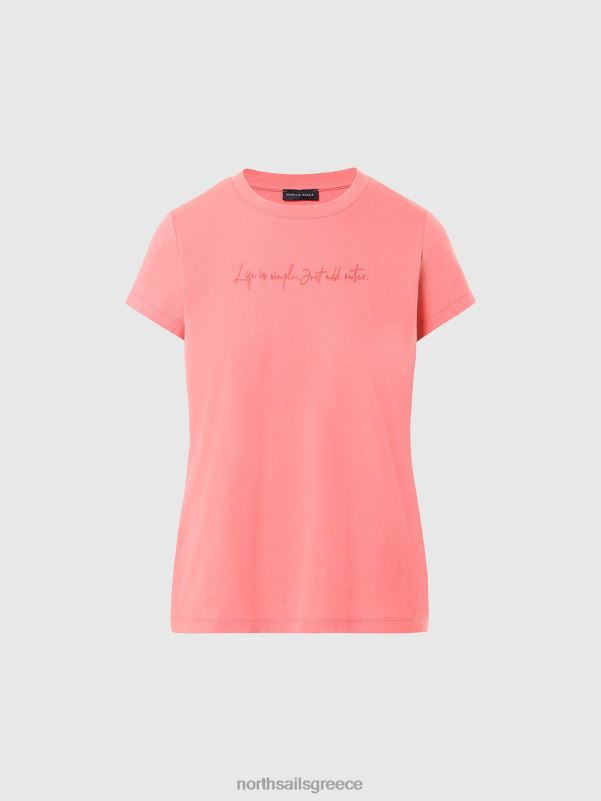 γρ North Sails γυναίκες μπλουζάκι με κέντημα τριαντάφυλλο τσαγιού NZP8558 είδη ένδυσης