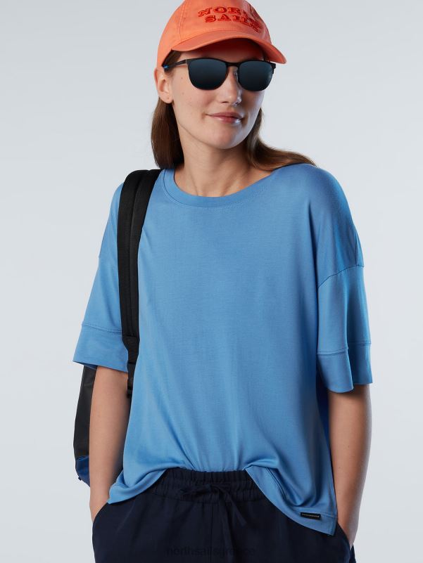 γρ North Sails γυναίκες μπλούζα με πεσμένο ώμο γαλάζιο του αραβοσίτου NZP8593 είδη ένδυσης