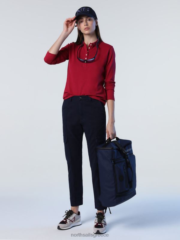 γρ North Sails γυναίκες μακρυμάνικο μπλουζάκι πόλο βαθύ κεράσι NZP81355 είδη ένδυσης