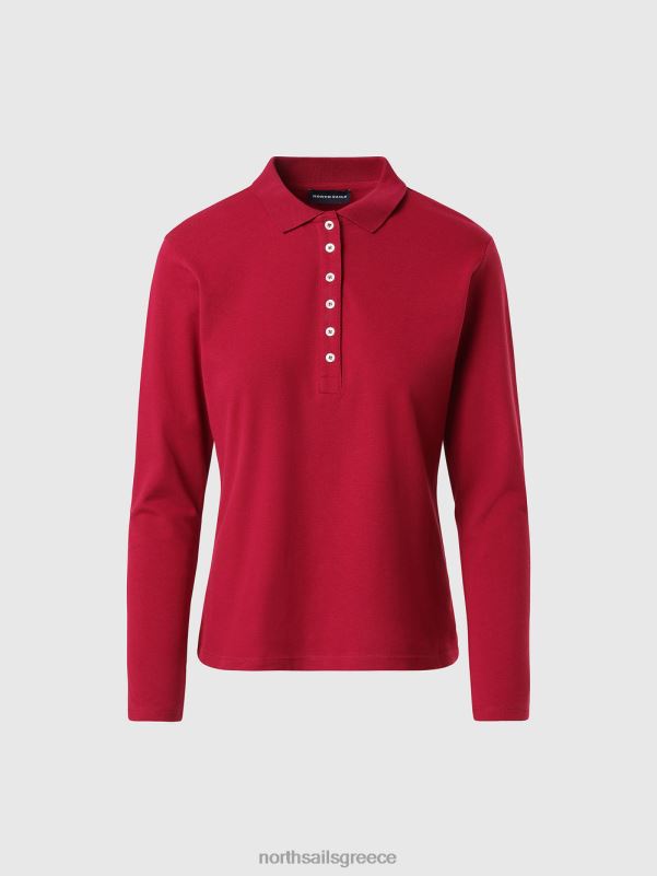 γρ North Sails γυναίκες μακρυμάνικο μπλουζάκι πόλο βαθύ κεράσι NZP81355 είδη ένδυσης