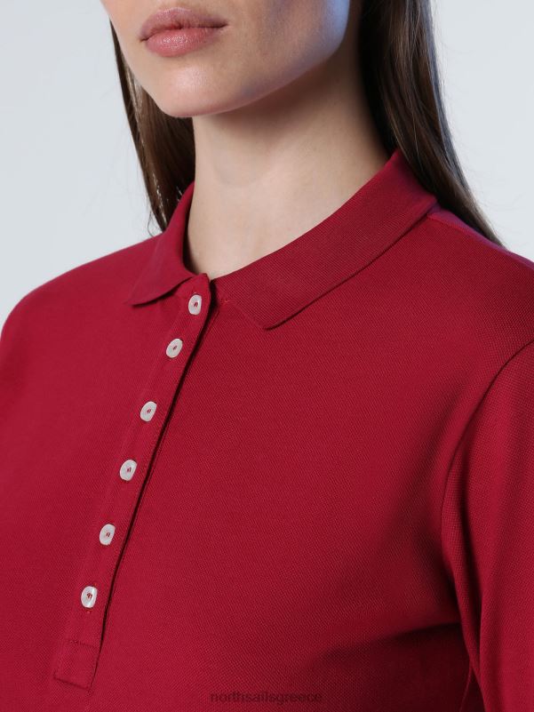 γρ North Sails γυναίκες μακρυμάνικο μπλουζάκι πόλο βαθύ κεράσι NZP81355 είδη ένδυσης