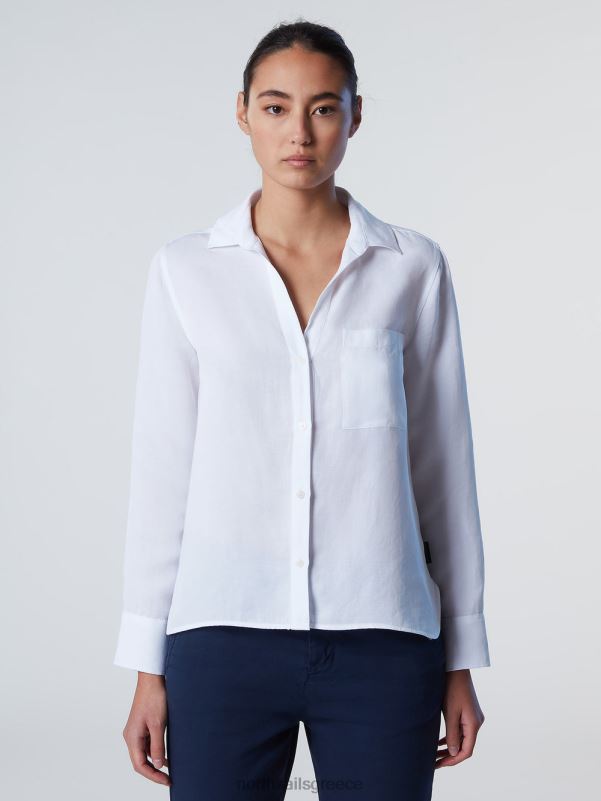 γρ North Sails γυναίκες λινό και τενσελ μπλούζα άσπρο NZP8579 είδη ένδυσης