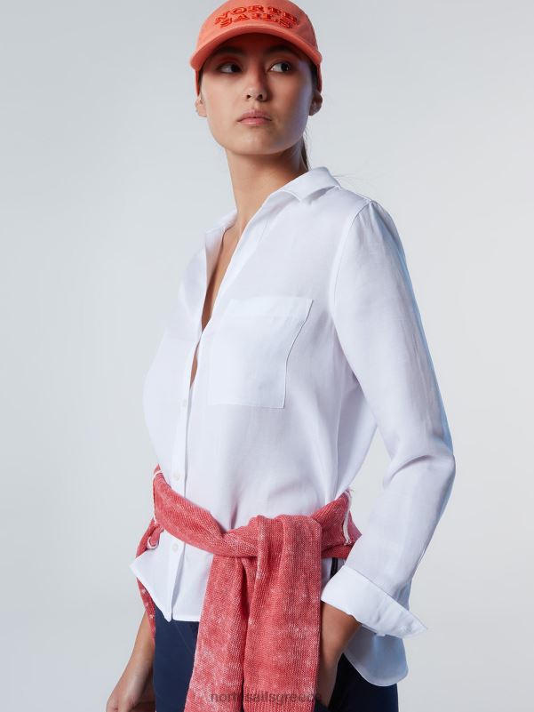 γρ North Sails γυναίκες λινό και τενσελ μπλούζα άσπρο NZP8579 είδη ένδυσης