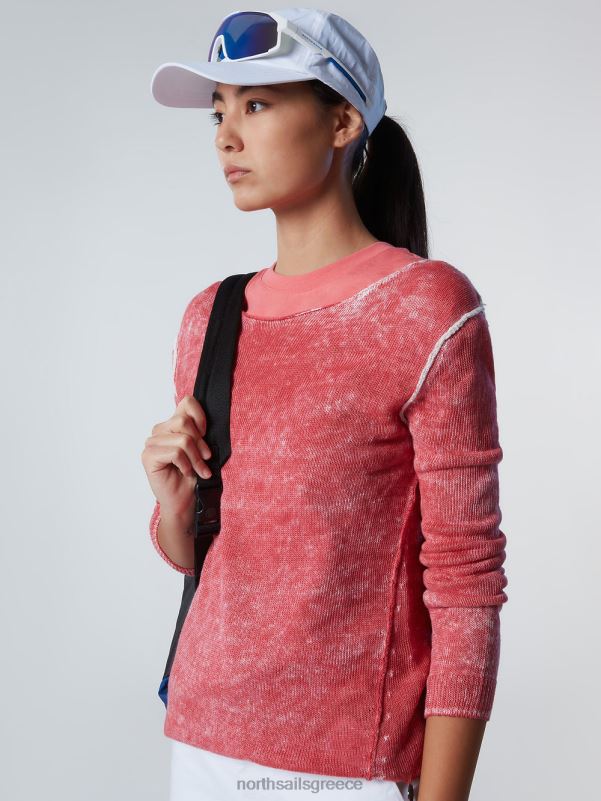 γρ North Sails γυναίκες λινό μπλουζάκι με λαιμόκοψη τριαντάφυλλο τσαγιού NZP8569 είδη ένδυσης