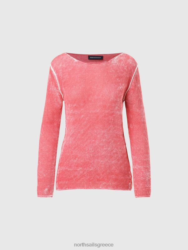 γρ North Sails γυναίκες λινό μπλουζάκι με λαιμόκοψη τριαντάφυλλο τσαγιού NZP8569 είδη ένδυσης