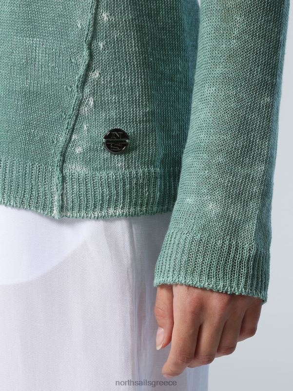 γρ North Sails γυναίκες λινό μπλουζάκι με λαιμόκοψη πράσινο γρανίτη NZP8570 είδη ένδυσης