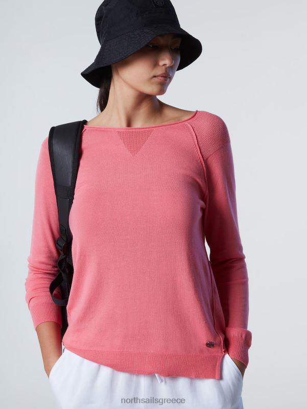 γρ North Sails γυναίκες Μπλουζάκι με λαιμόκοψη από αλόη τριαντάφυλλο τσαγιού NZP8575 είδη ένδυσης