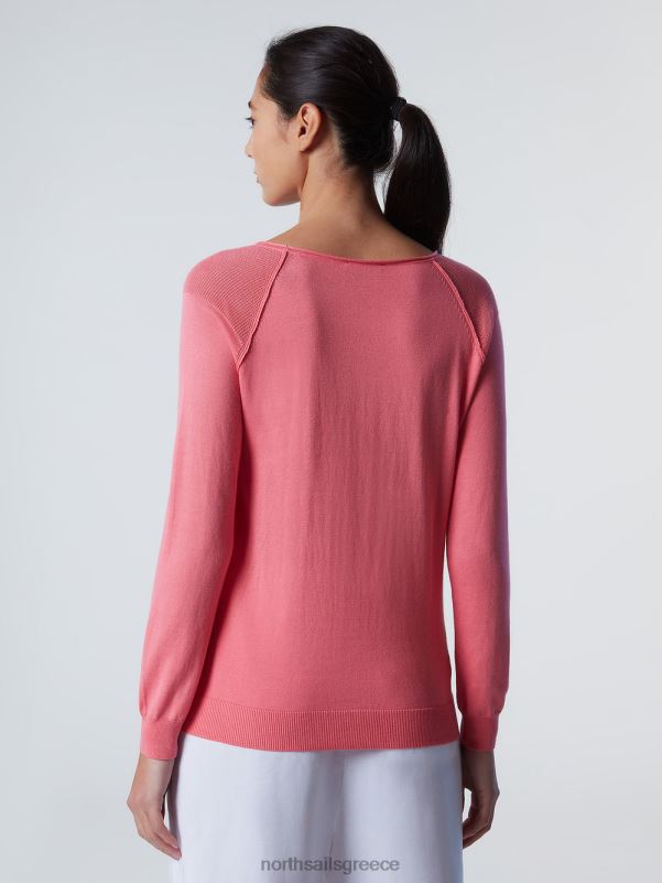 γρ North Sails γυναίκες Μπλουζάκι με λαιμόκοψη από αλόη τριαντάφυλλο τσαγιού NZP8575 είδη ένδυσης