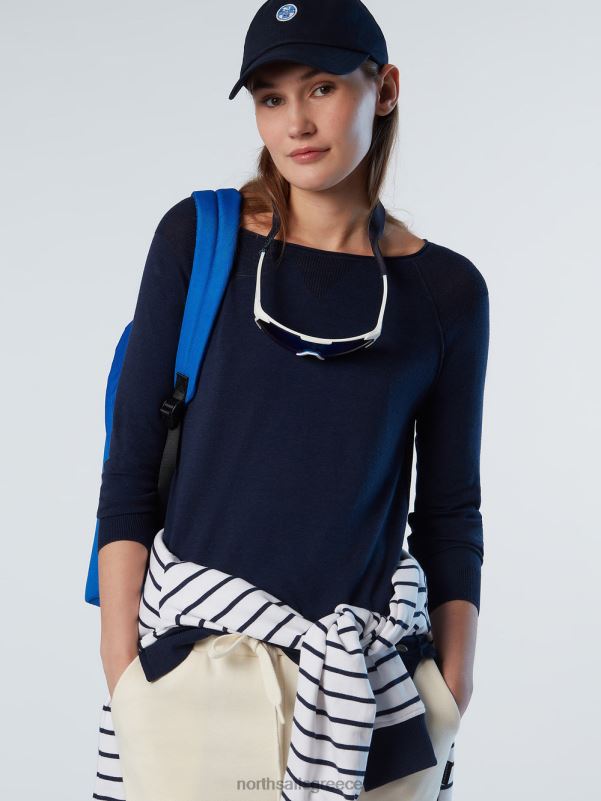 γρ North Sails γυναίκες Μπλουζάκι με λαιμόκοψη από αλόη ναυτικό μπλε NZP8576 είδη ένδυσης