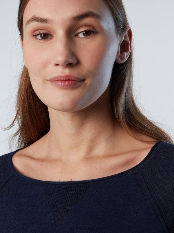 γρ North Sails γυναίκες Μπλουζάκι με λαιμόκοψη από αλόη ναυτικό μπλε NZP8576 είδη ένδυσης