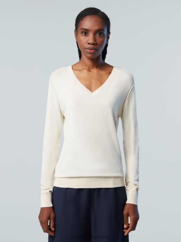 γρ North Sails γυναίκες μπλουζάκι με λαιμόκοψη κατά v κρέμα αμυγδάλου NZP8565 είδη ένδυσης