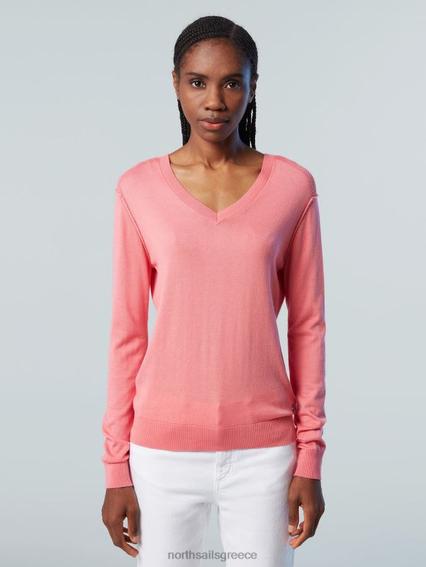 γρ North Sails γυναίκες μπλουζάκι με λαιμόκοψη κατά v τριαντάφυλλο τσαγιού NZP8566 είδη ένδυσης