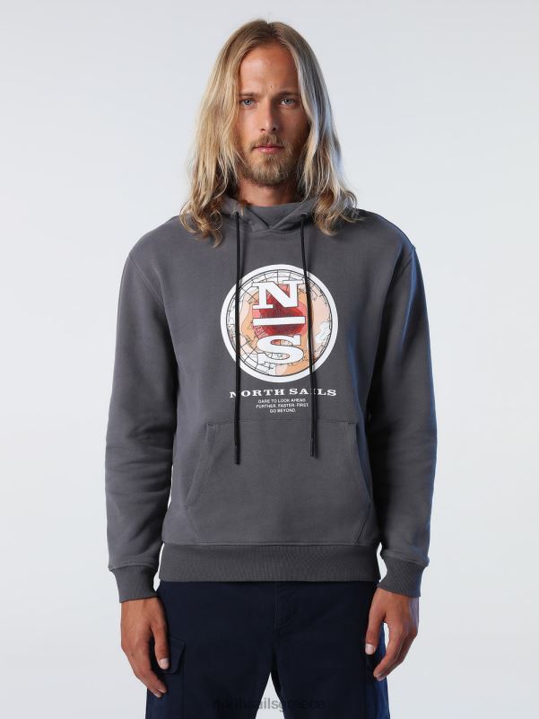 γρ North Sails άνδρες εμπριμέ κουκούλα ασφάλτος NZP81016 είδη ένδυσης