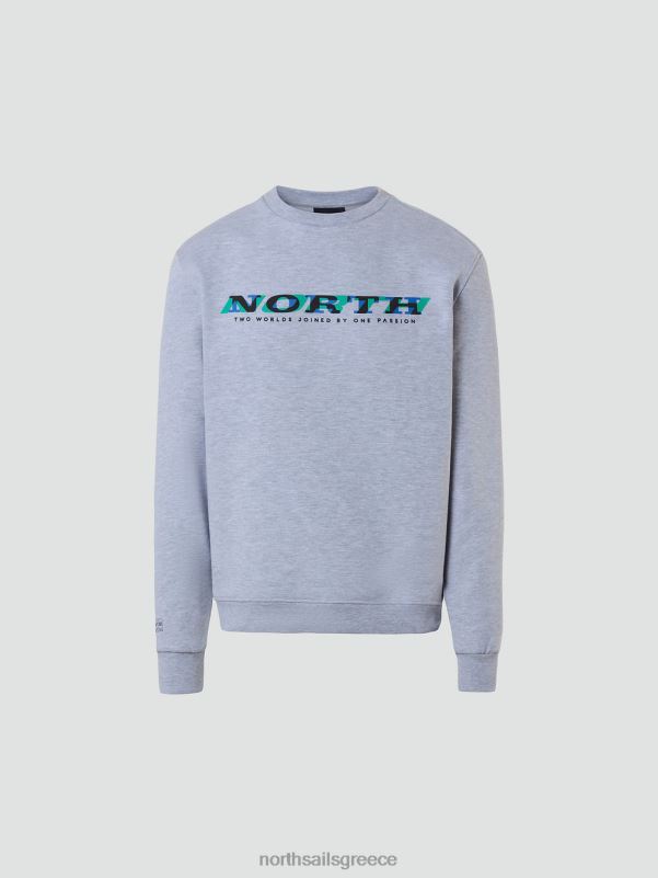 γρ North Sails άνδρες φούτερ με λαιμόκοψη γκρι μελανζέ NZP8258 είδη ένδυσης