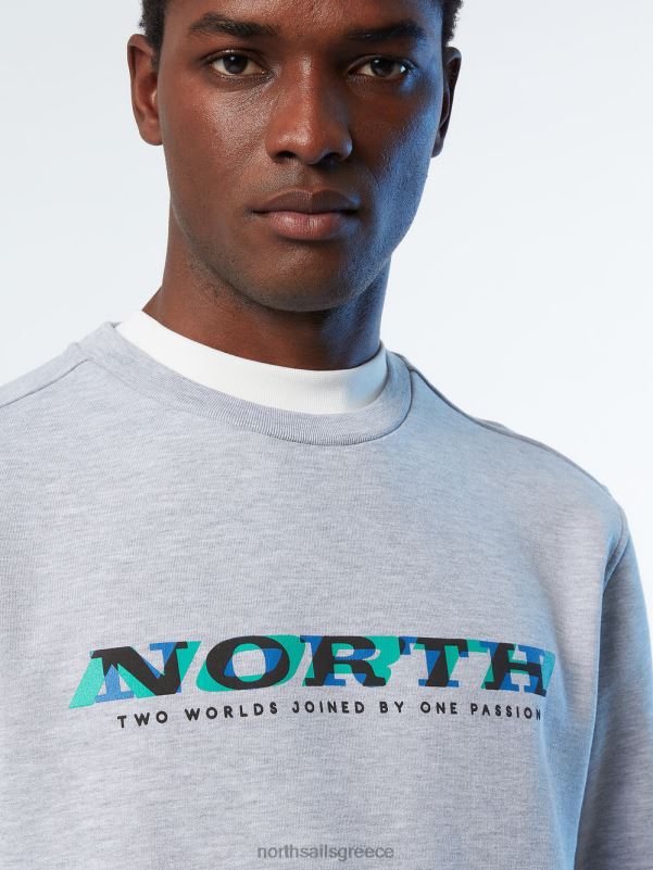 γρ North Sails άνδρες φούτερ με λαιμόκοψη γκρι μελανζέ NZP8258 είδη ένδυσης