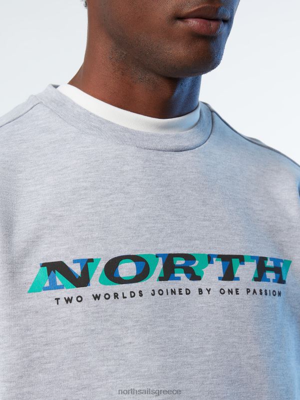 γρ North Sails άνδρες φούτερ με λαιμόκοψη γκρι μελανζέ NZP8258 είδη ένδυσης