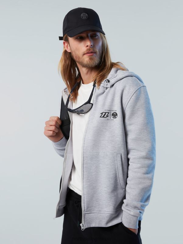 γρ North Sails άνδρες Φούτερ χαρταετός με φούτερ με φερμουάρ γκρι μελανζέ NZP8263 είδη ένδυσης