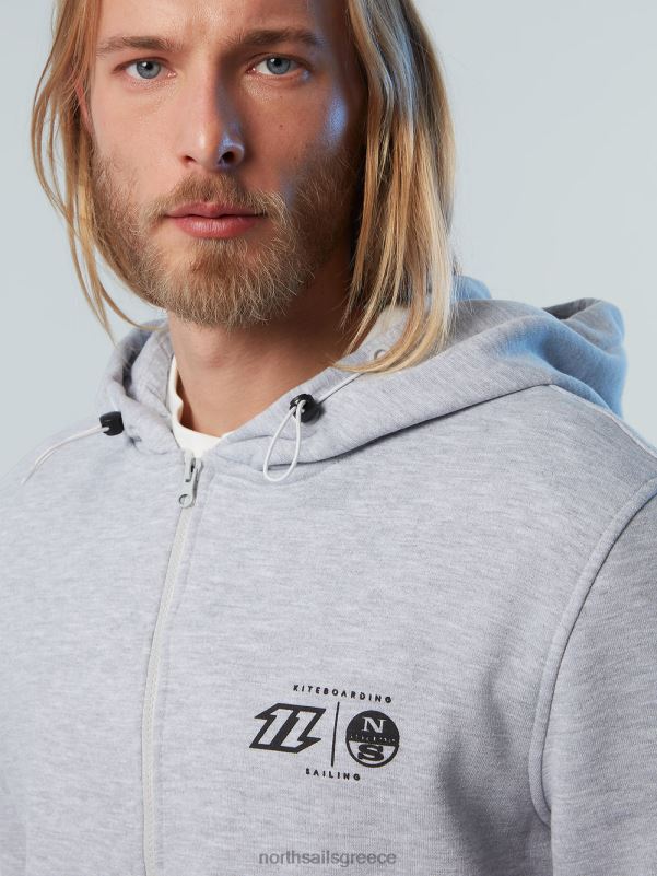 γρ North Sails άνδρες Φούτερ χαρταετός με φούτερ με φερμουάρ γκρι μελανζέ NZP8263 είδη ένδυσης