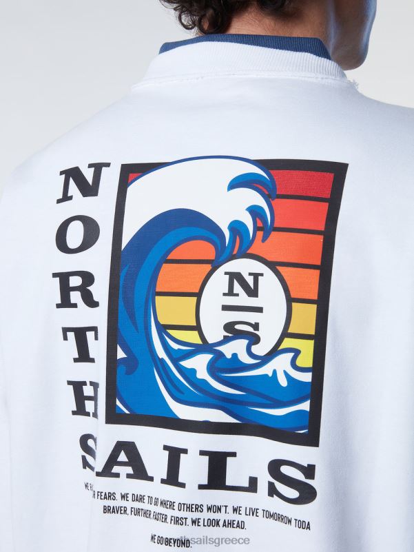 γρ North Sails άνδρες φούτερ με γραφικά στάμπα άσπρο NZP8266 είδη ένδυσης