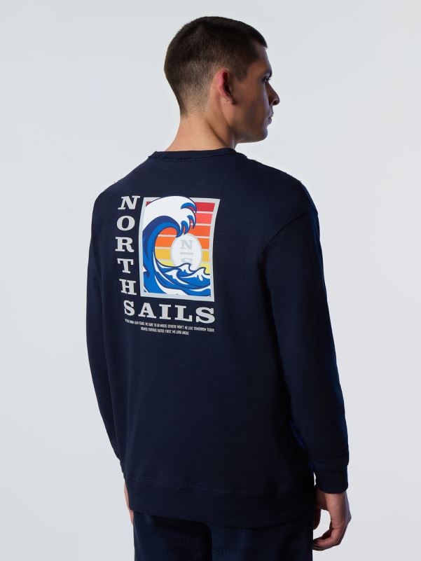 γρ North Sails άνδρες φούτερ με γραφικά στάμπα ναυτικό μπλε NZP8267 είδη ένδυσης