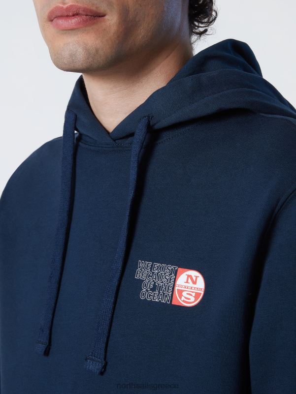 γρ North Sails άνδρες κουκούλα με γραφικές εκτυπώσεις ναυτικό μπλε NZP8278 είδη ένδυσης