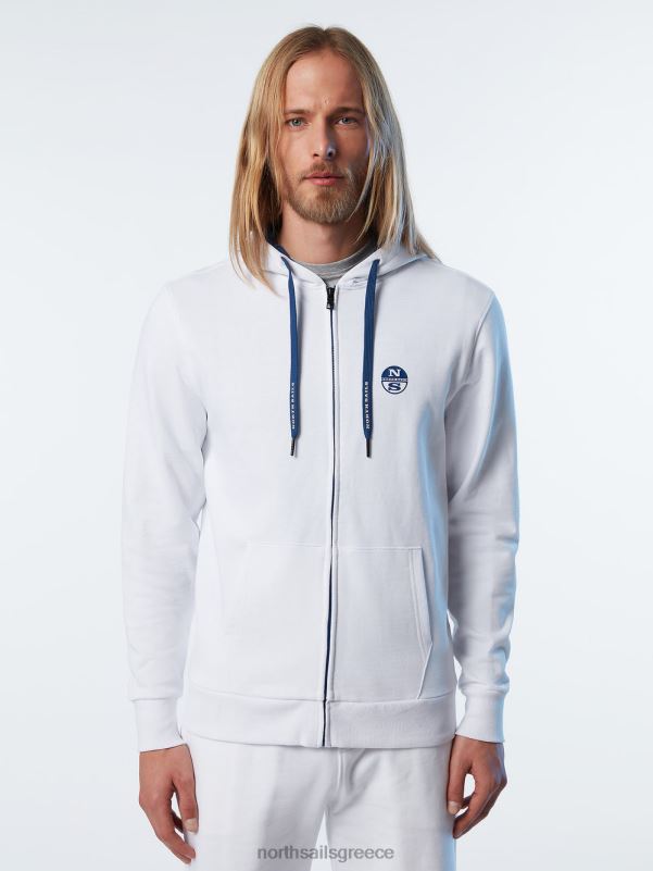 γρ North Sails άνδρες κουκούλα με φερμουάρ άσπρο NZP8280 είδη ένδυσης