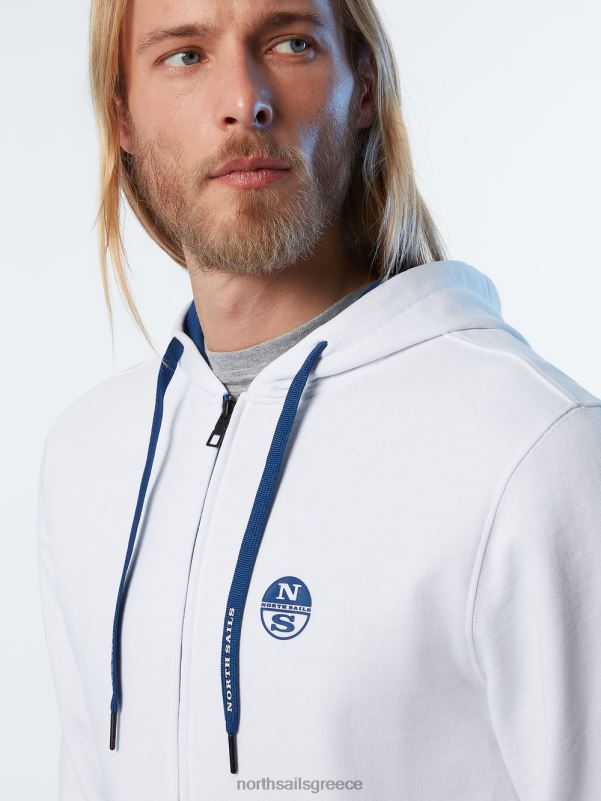 γρ North Sails άνδρες κουκούλα με φερμουάρ άσπρο NZP8280 είδη ένδυσης