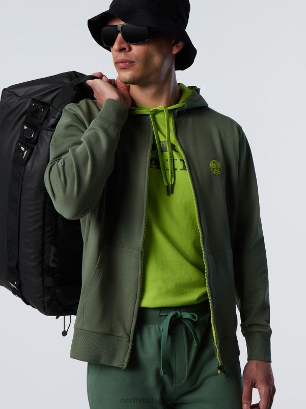 γρ North Sails άνδρες κουκούλα με φερμουάρ στρατιωτικό πράσινο NZP8282 είδη ένδυσης