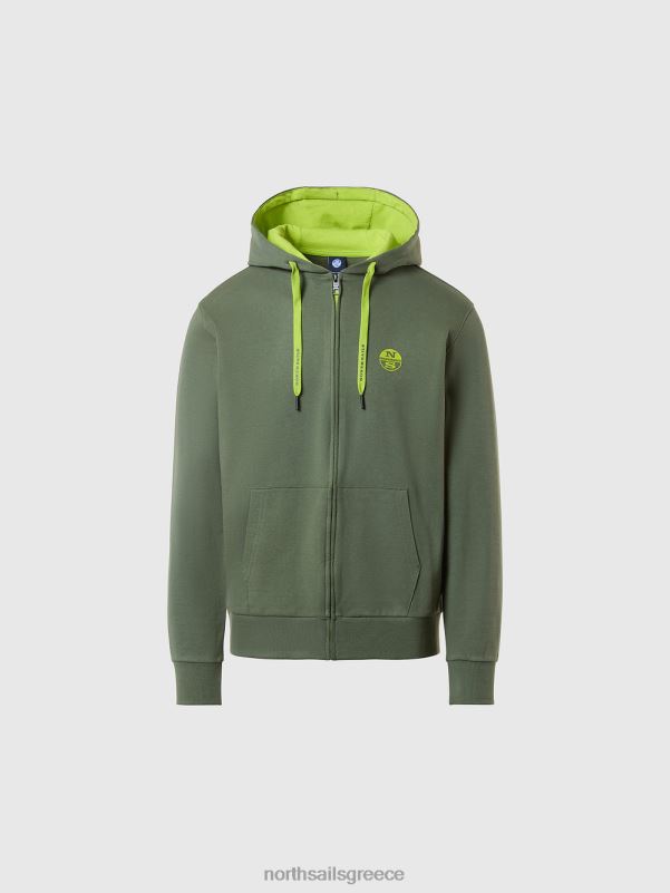 γρ North Sails άνδρες κουκούλα με φερμουάρ στρατιωτικό πράσινο NZP8282 είδη ένδυσης