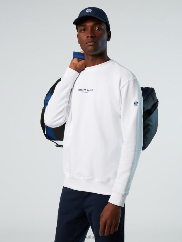 γρ North Sails άνδρες φούτερ με στάμπα στο στήθος άσπρο NZP8291 είδη ένδυσης