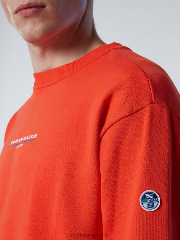 γρ North Sails άνδρες φούτερ με στάμπα στο στήθος έντονο πορτοκαλί NZP8292 είδη ένδυσης