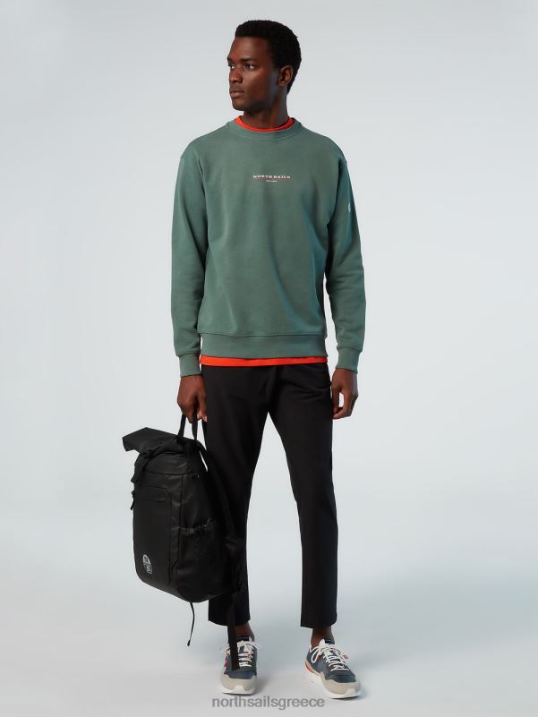 γρ North Sails άνδρες φούτερ με στάμπα στο στήθος στρατιωτικό πράσινο NZP8293 είδη ένδυσης