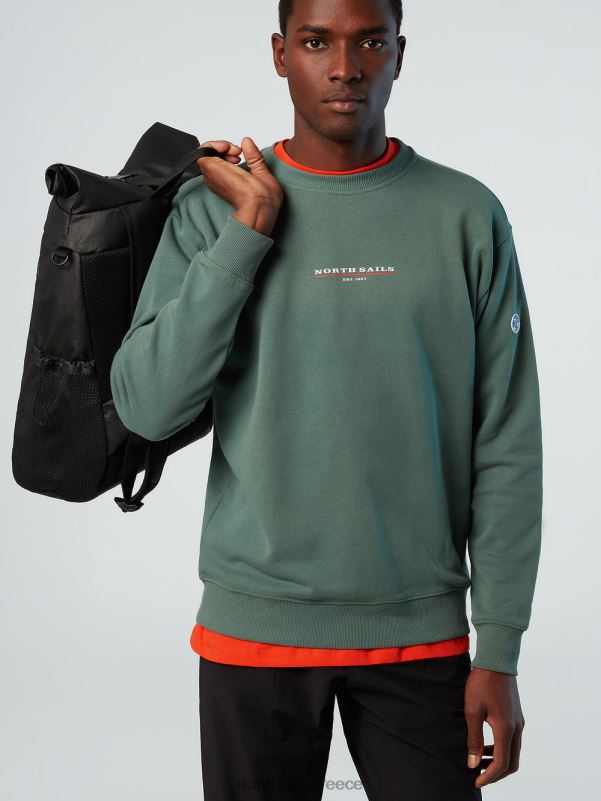 γρ North Sails άνδρες φούτερ με στάμπα στο στήθος στρατιωτικό πράσινο NZP8293 είδη ένδυσης