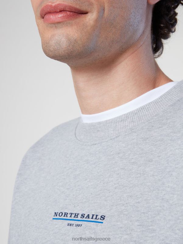 γρ North Sails άνδρες φούτερ με στάμπα στο στήθος γκρι μελανζέ NZP8294 είδη ένδυσης