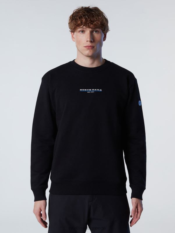 γρ North Sails άνδρες φούτερ με στάμπα στο στήθος μαύρος NZP8295 είδη ένδυσης