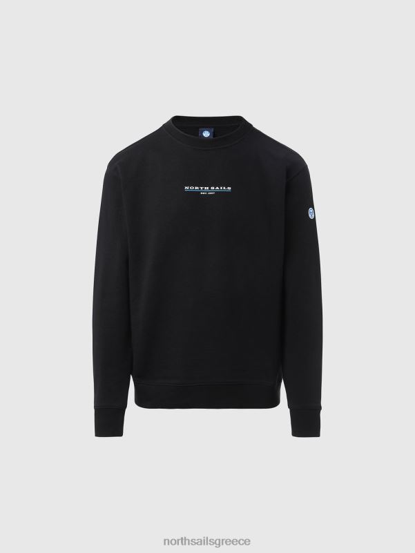 γρ North Sails άνδρες φούτερ με στάμπα στο στήθος μαύρος NZP8295 είδη ένδυσης
