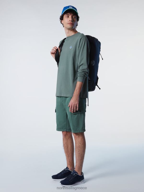 γρ North Sails άνδρες μακρυμάνικο τοπ με λογότυπο στρατιωτικό πράσινο NZP8302 είδη ένδυσης