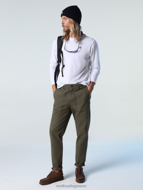 γρ North Sails άνδρες μακρυμάνικο τοπ με λογότυπο άσπρο NZP8303 είδη ένδυσης