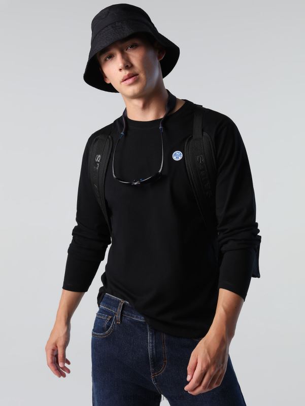 γρ North Sails άνδρες μακρυμάνικο τοπ με λογότυπο μαύρος NZP8305 είδη ένδυσης