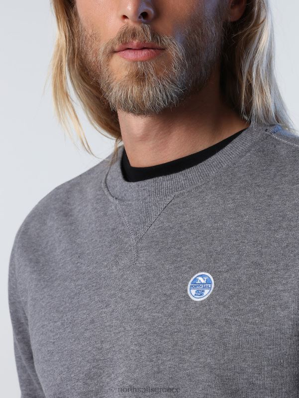 γρ North Sails άνδρες φούτερ με λογότυπο στο στήθος μεσαίο γκρι μελανζέ NZP8738 είδη ένδυσης