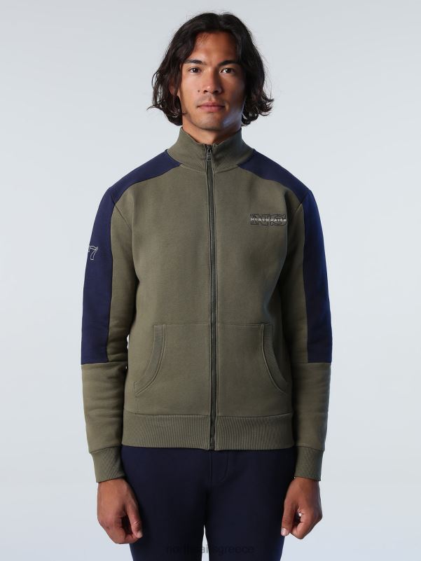 γρ North Sails άνδρες φούτερ με ζώνες αντίθεσης πράσινο κισσό NZP8782 είδη ένδυσης