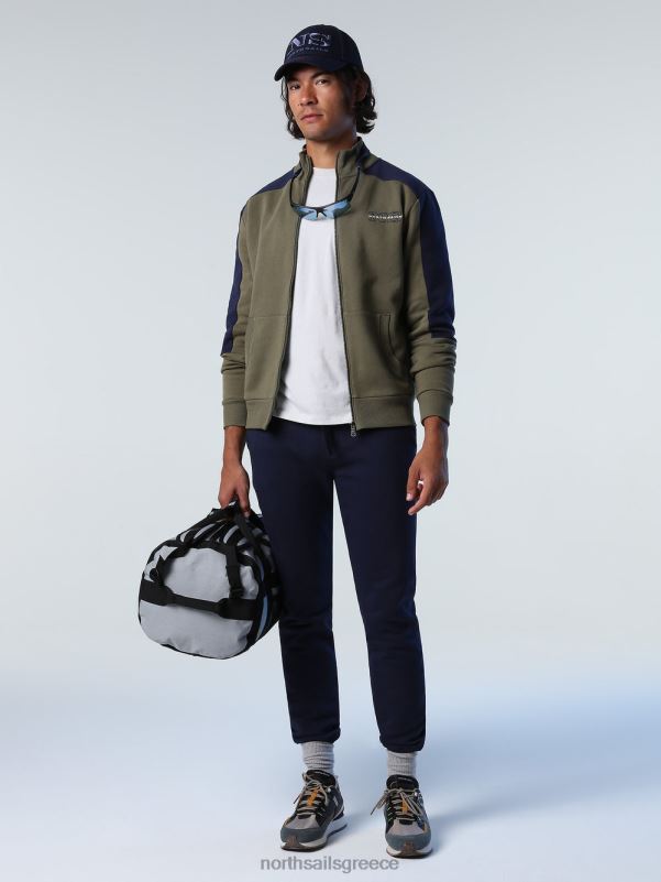 γρ North Sails άνδρες φούτερ με ζώνες αντίθεσης πράσινο κισσό NZP8782 είδη ένδυσης