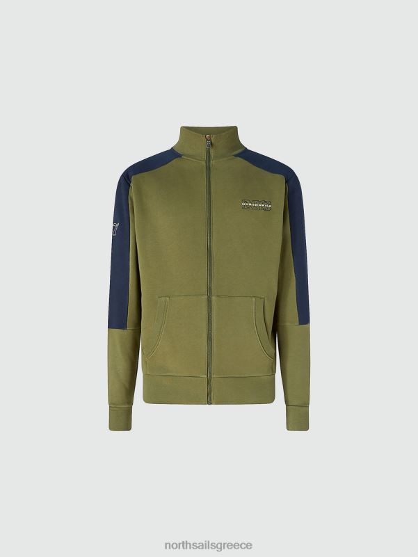 γρ North Sails άνδρες φούτερ με ζώνες αντίθεσης πράσινο κισσό NZP8782 είδη ένδυσης