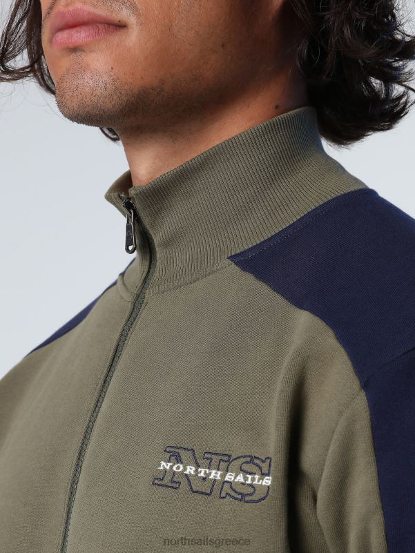 γρ North Sails άνδρες φούτερ με ζώνες αντίθεσης πράσινο κισσό NZP8782 είδη ένδυσης