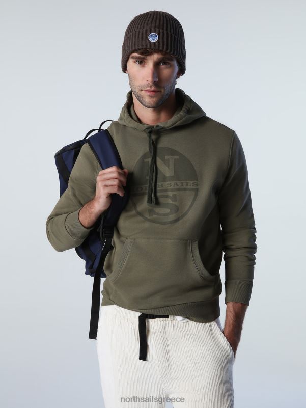 γρ North Sails άνδρες κουκούλα με λογότυπο πράσινο κισσό NZP8785 είδη ένδυσης