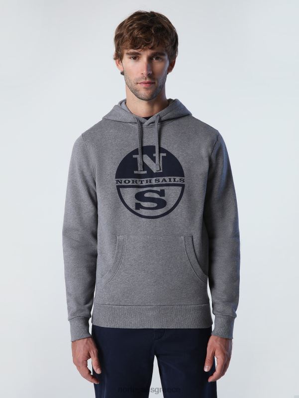 γρ North Sails άνδρες κουκούλα με λογότυπο μεσαίο γκρι μελανζέ NZP8788 είδη ένδυσης